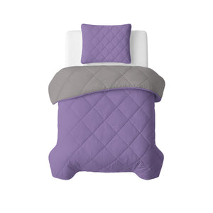 Lazy Bettdecke Uni Lavendel – Taupe/Grau mit Kissenbezügen