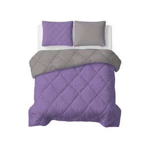 Lazy Bettdecke Uni Lavendel – Taupe/Grau mit Kissenbezügen