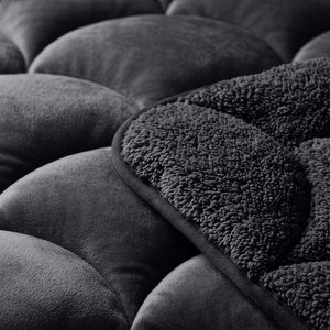 Bettdecke ohne Bezug – Lazy Teddy/Velvet Schwarz mit Kissenbezügen
