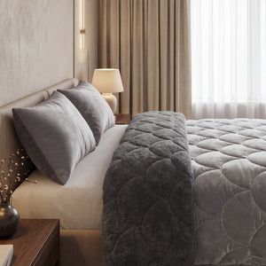 Bettdecke ohne Bezug – Lazy Teddy/Velvet Taupe/Grau mit Kissenbezügen