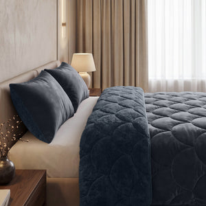 Bettdecke ohne Bezug – Lazy Teddy/Velvet Anthrazit mit Kissenbezügen