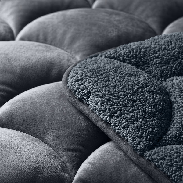 Bettdecke ohne Bezug – Lazy Teddy/Velvet Anthrazit mit Kissenbezügen