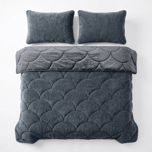 Bettdecke ohne Bezug – Lazy Teddy/Velvet Anthrazit mit Kissenbezügen