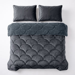 Bettdecke ohne Bezug – Lazy Teddy/Velvet Anthrazit mit Kissenbezügen