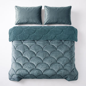Bettdecke ohne Bezug – Lazy Teddy/Velvet Grün mit Kissenbezügen