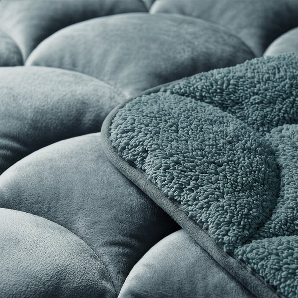 Bettdecke ohne Bezug – Lazy Teddy/Velvet Grün mit Kissenbezügen