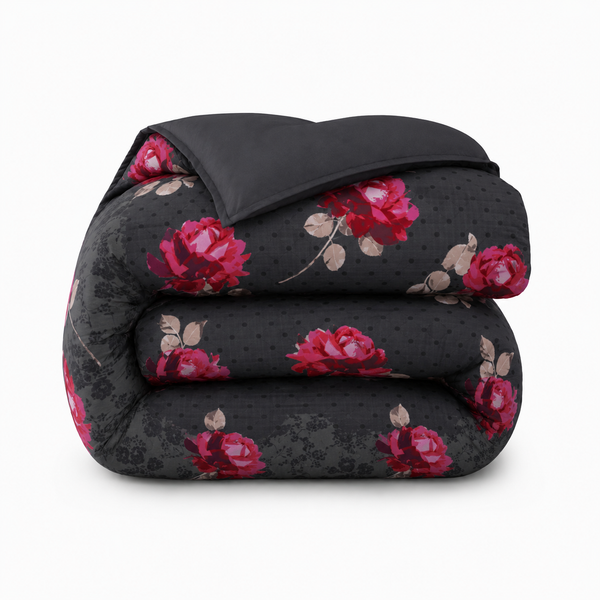 Bettdecke Ohne Bezug - Lileo Roses Black Red - Extra dick