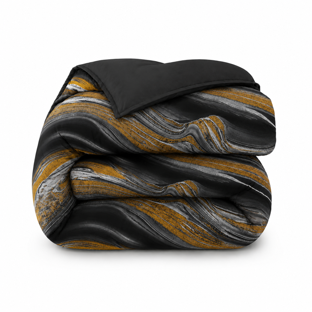 Bettdecke Ohne Bezug - Lileo Marble Black Gold Kant - Extra dick