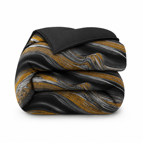 Bettdecke Ohne Bezug - Lileo Marble Black Gold Kant - Extra dick