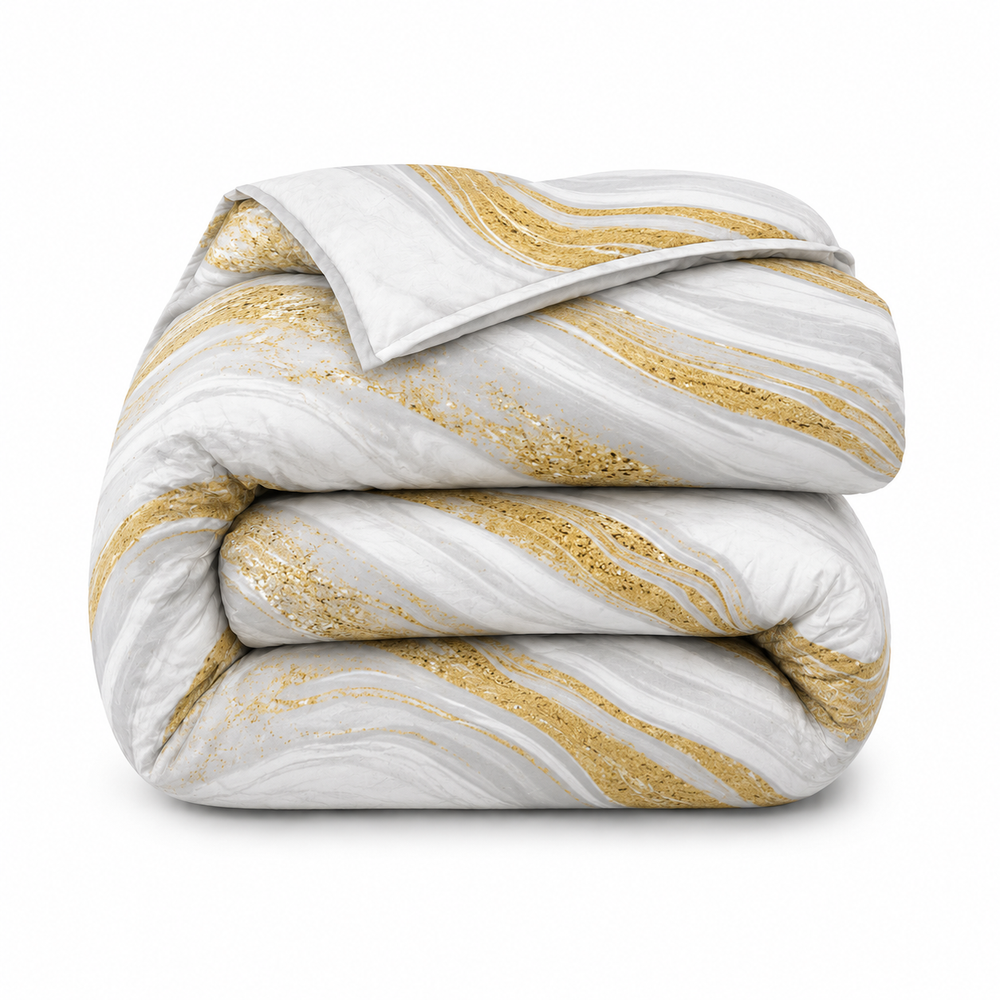 Bettdecke Ohne Bezug - Lileo Marble White Gold Kant - Extra dick