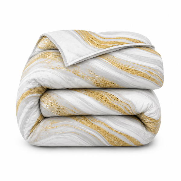 Bettdecke Ohne Bezug - Lileo Marble White Gold Kant - Extra dick