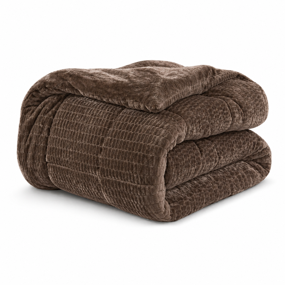 Bettdecke Ohne Bezug - Sherpa Flanell Easy Bettdecke - Kaffeebraun