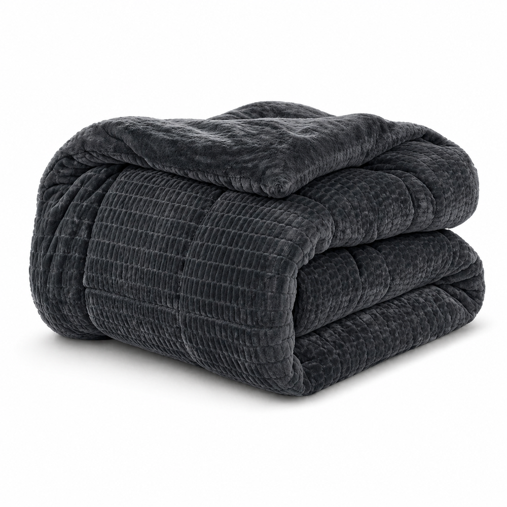 Bettdecke Ohne Bezug - Sherpa Flanell Easy Bettdecke - Dunkelgrau