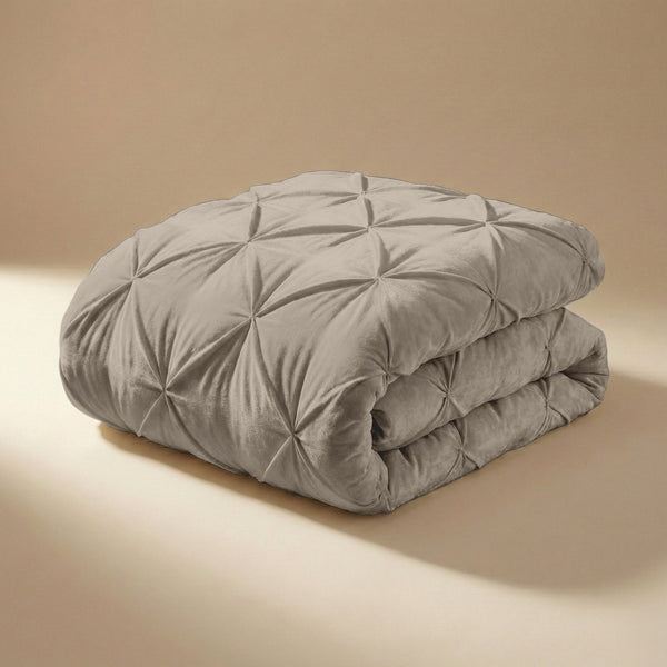 Bettdecke ohne Bezug  -  Quilt Diamond pintuck Light Taupe