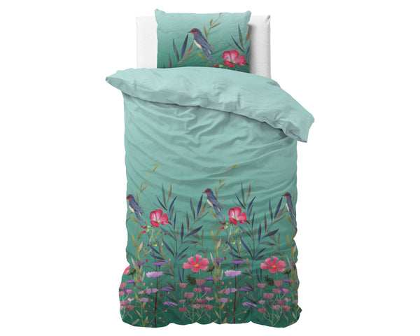 Bettbezug - Flower & Birds Turquoise