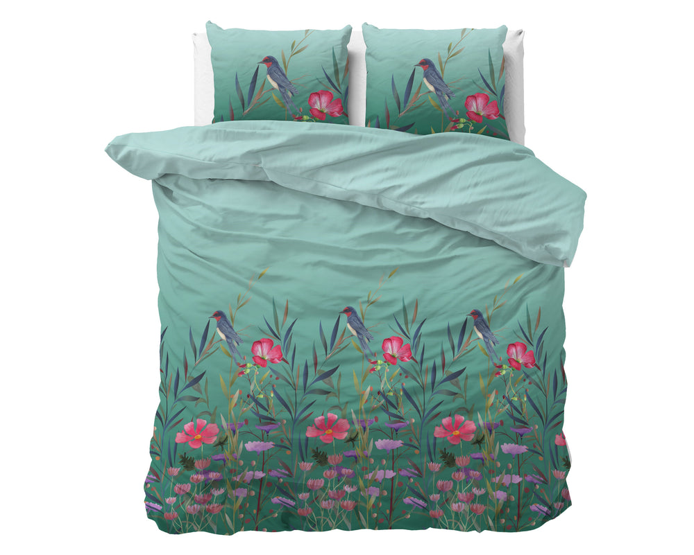 Bettbezug - Flower & Birds Turquoise