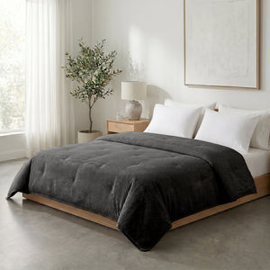 Bettdecke ohne Bezug – Lileo Cord Quilt – Anthrazit/Schwarz