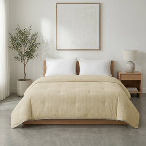 Bettdecke ohne Bezug – Lileo Cord Quilt – Champagner/Taupe