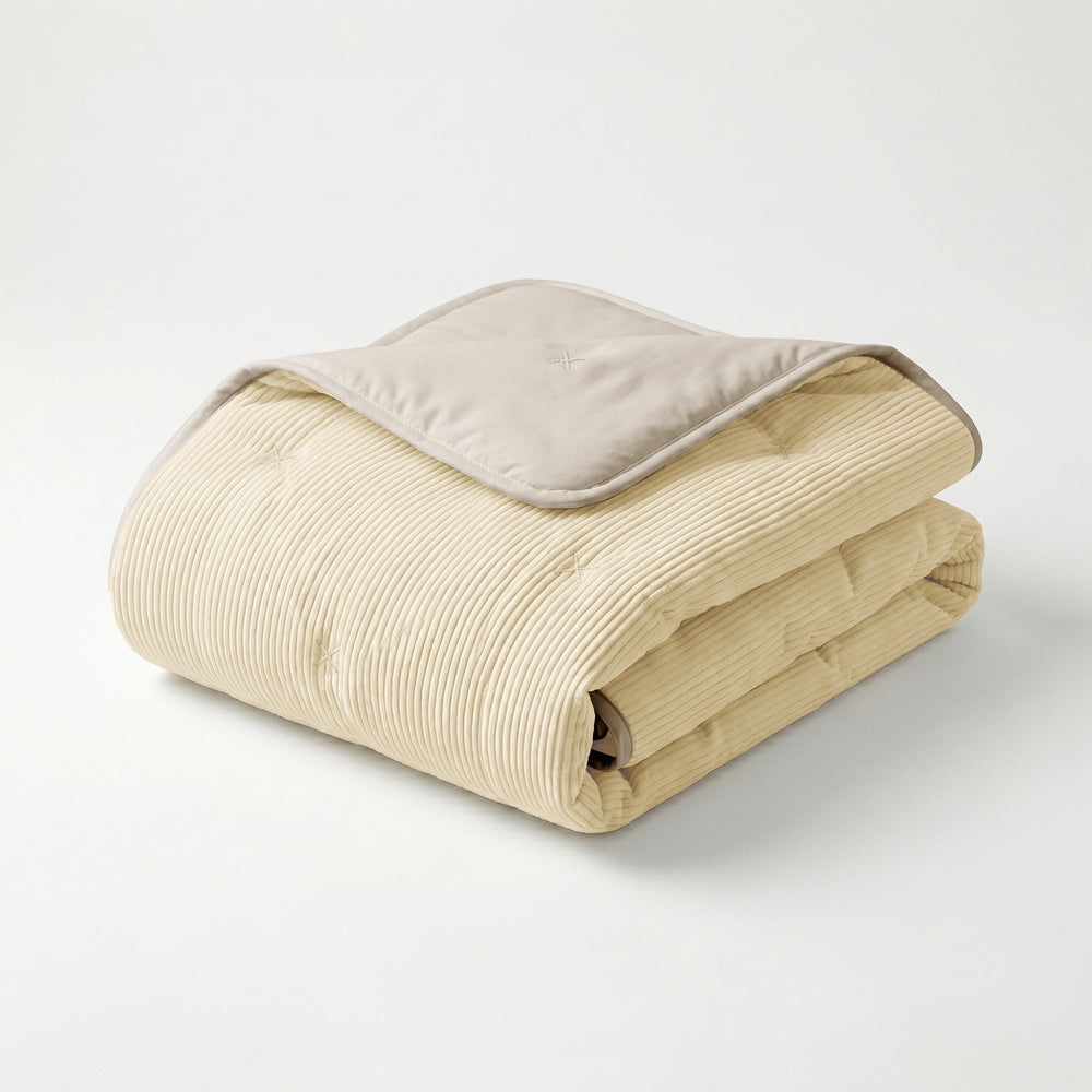 Bettdecke ohne Bezug – Lileo Cord Quilt – Champagner/Taupe