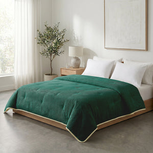 Bettdecke ohne Bezug – Lileo Cord Quilt – Dunkelgrün/Creme