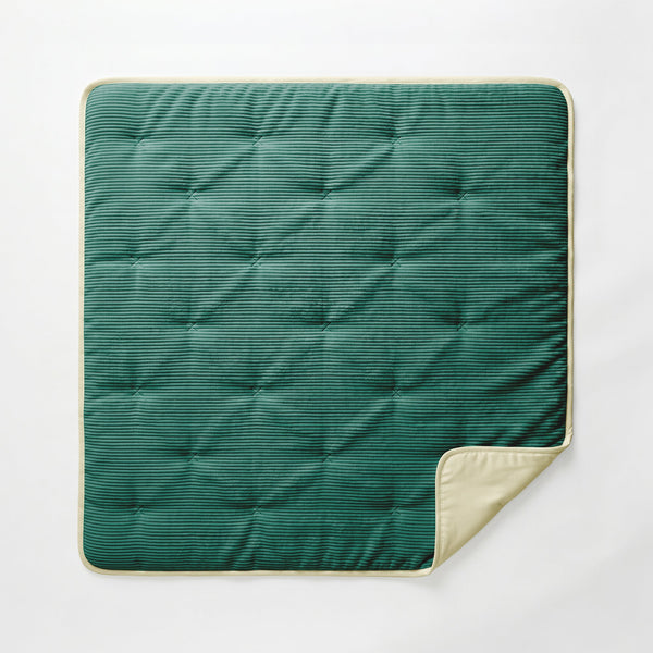 Bettdecke ohne Bezug – Lileo Cord Quilt – Dunkelgrün/Creme