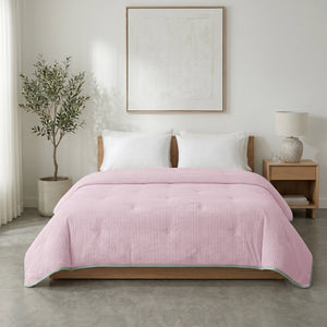 Bettdecke ohne Bezug – Lileo Cord Quilt – Altrosa/Hellgrau