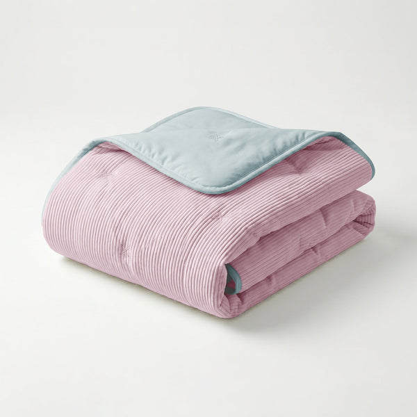 Bettdecke ohne Bezug – Lileo Cord Quilt – Altrosa/Hellgrau