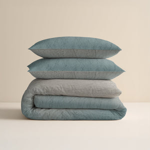 Bettbezug - Gradia Beige/Blau Flanell