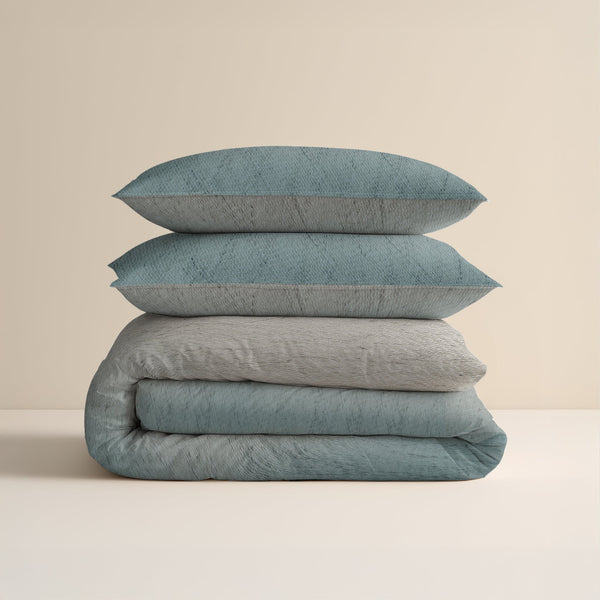 Bettbezug - Gradia Beige/Blau Flanell