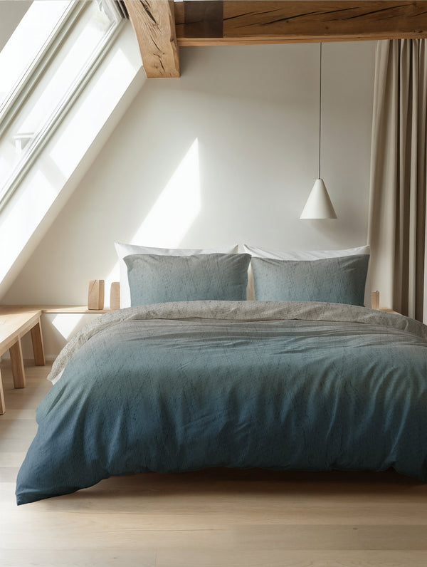 Bettbezug - Gradia Beige/Blau Flanell