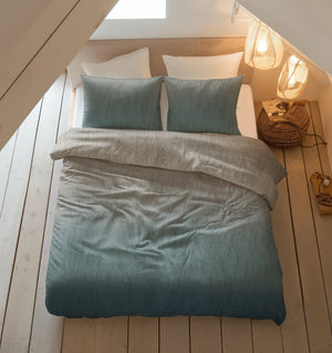Bettbezug - Gradia Beige/Blau Flanell