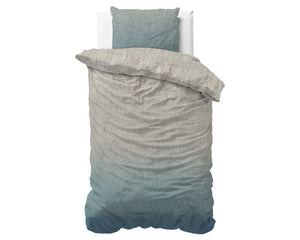 Bettbezug - Gradia Beige/Blau Flanell
