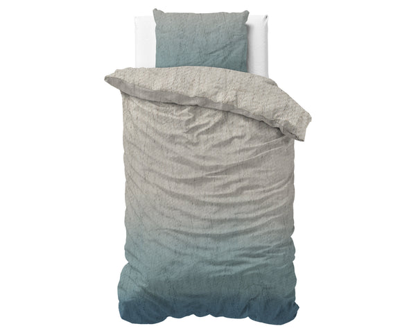 Bettbezug - Gradia Beige/Blau Flanell