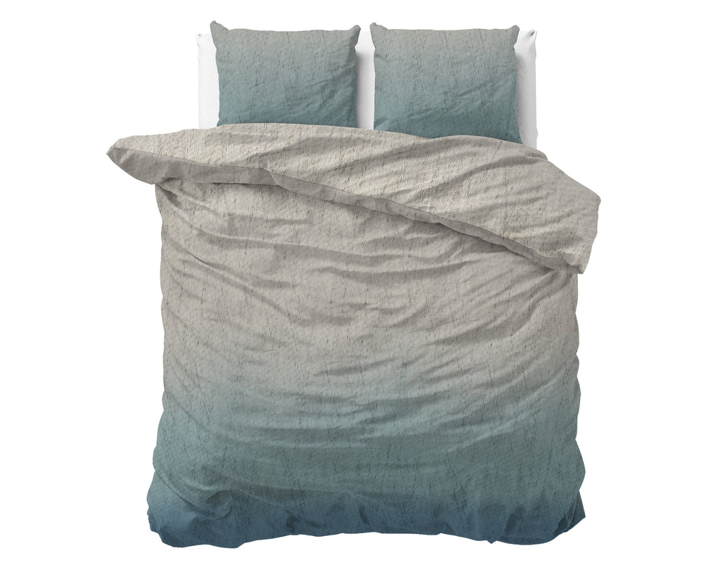 Bettbezug - Gradia Beige/Blau Flanell
