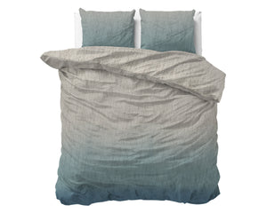Bettbezug - Gradia Beige/Blau Flanell