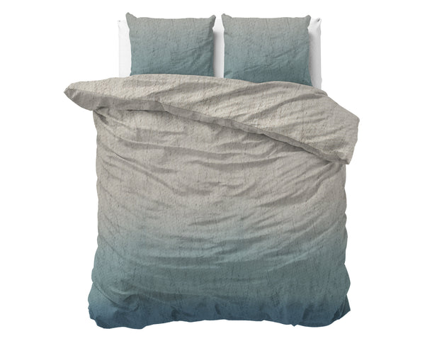Bettbezug - Gradia Beige/Blau Flanell