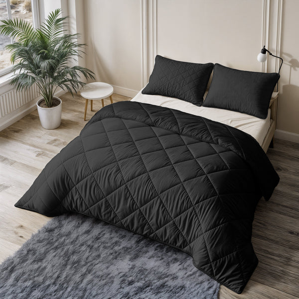 Bettdecke Ohne Bezug - Lileo Lazy Bettdecke Uni Schwarz Mit Kissenbezügen