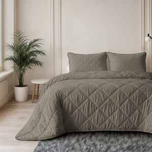 Bettdecke Ohne Bezug - Lileo Lazy Bettdecke Uni Taupe/Grau Mit Kissenbezügen