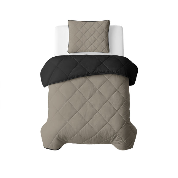 Bettdecke Ohne Bezug - Lileo Lazy Bettdecke Uni Taupe/Schwarz Mit Kissenbezügen