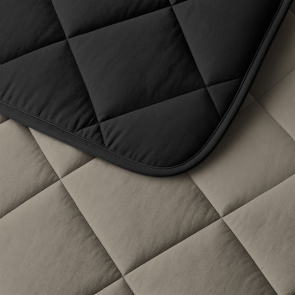 Bettdecke Ohne Bezug - Lileo Lazy Bettdecke Uni Taupe/Schwarz Mit Kissenbezügen