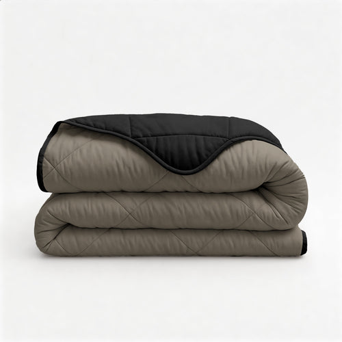 Bettdecke Ohne Bezug - Lileo Lazy Bettdecke Uni Taupe/Schwarz Mit Kissenbezügen