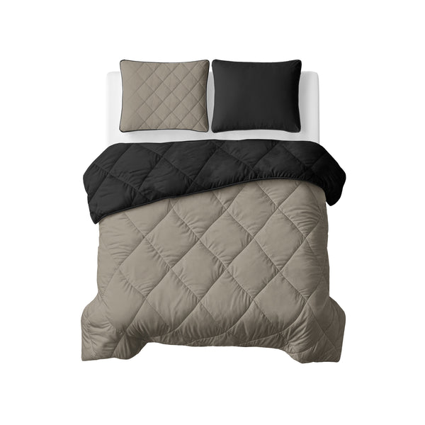 Bettdecke Ohne Bezug - Lileo Lazy Bettdecke Uni Taupe/Schwarz Mit Kissenbezügen