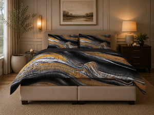 Bettdecke Ohne Bezug - Lileo Marble Black Gold Kant - Extra dick