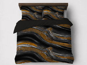 Bettdecke Ohne Bezug - Lileo Marble Black Gold Kant - Extra dick