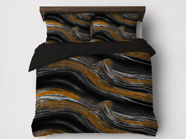 Bettdecke Ohne Bezug - Lileo Marble Black Gold Kant - Extra dick