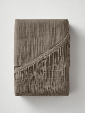 Musselin Spannbettlaken Taupe
