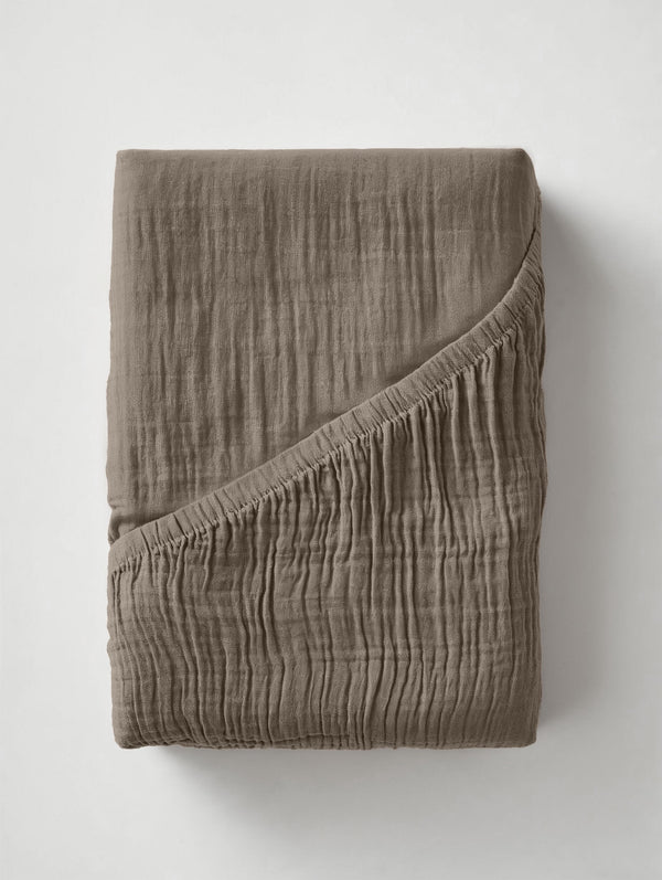 Musselin Spannbettlaken Taupe