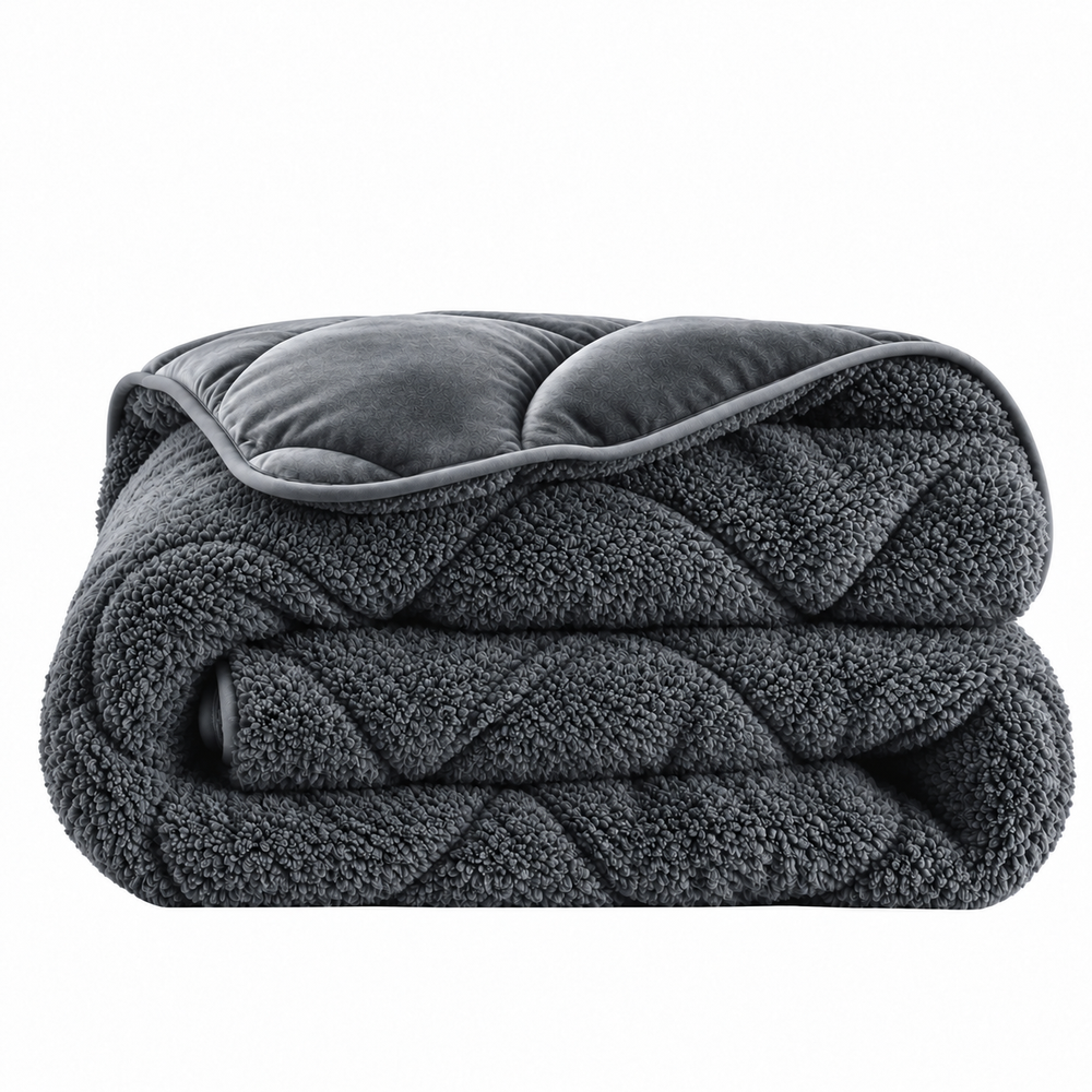 Bettdecke ohne Bezug – Lazy Teddy/Velvet Anthrazit mit Kissenbezügen