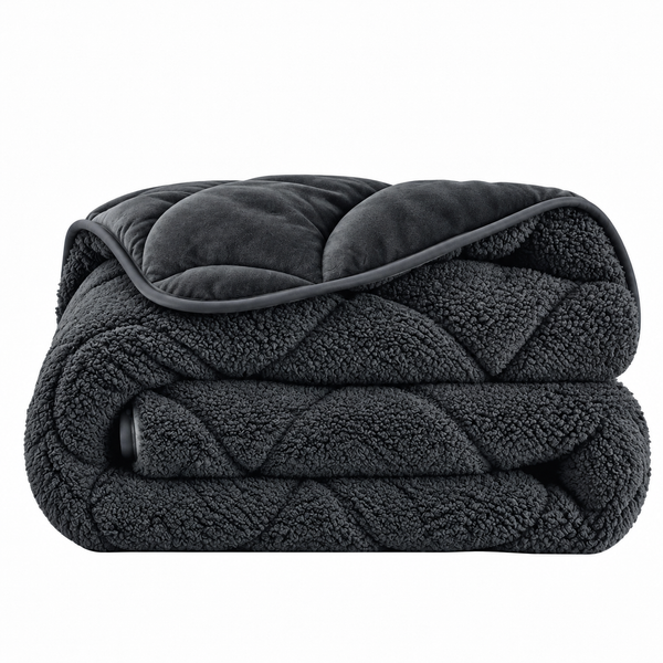 Bettdecke ohne Bezug – Lazy Teddy/Velvet Schwarz mit Kissenbezügen