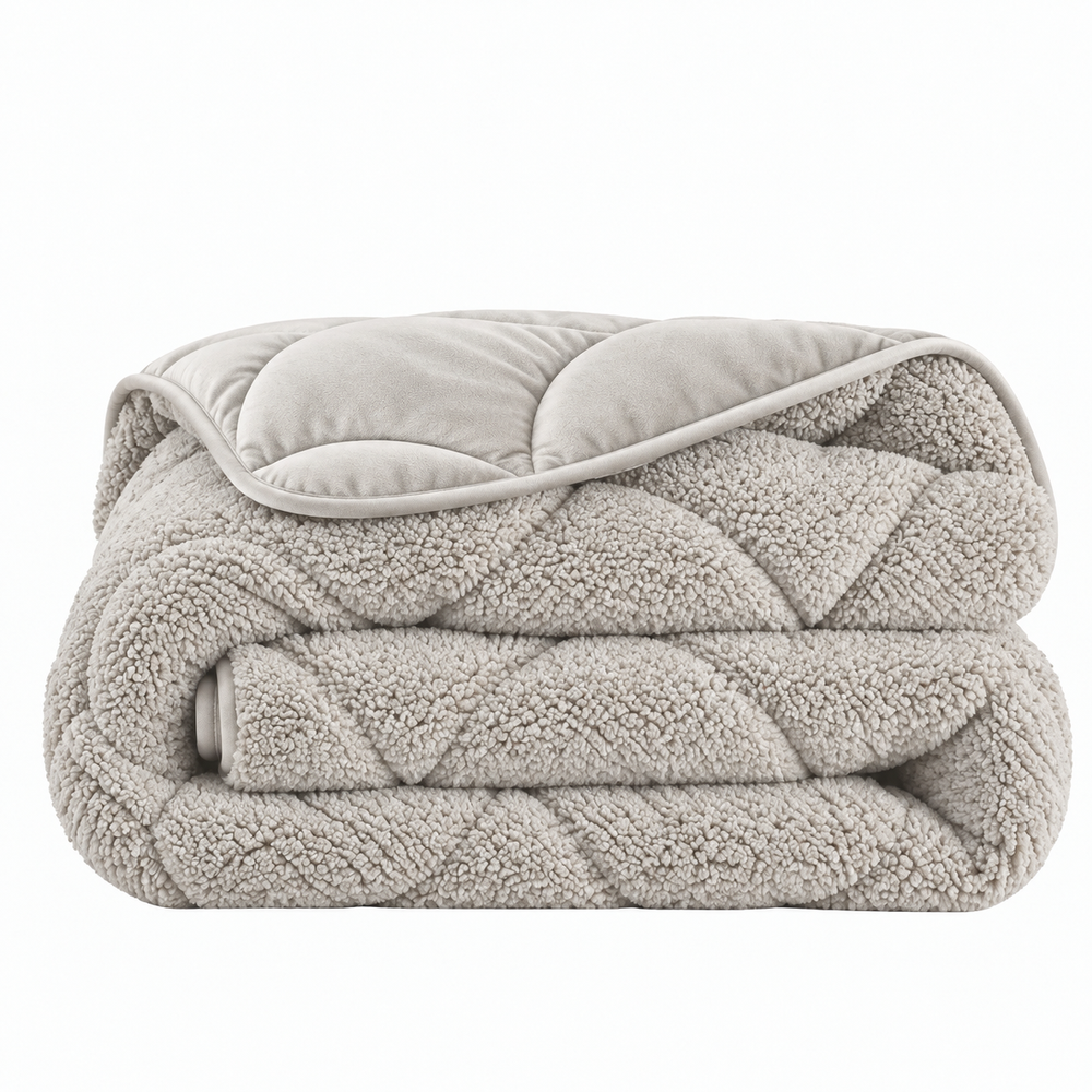 Bettdecke ohne Bezug – Lazy Teddy/Velvet Beige mit Kissenbezügen